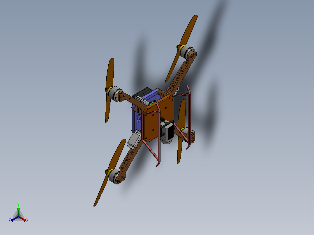 Solidworks中的无人机设计正等轴测图