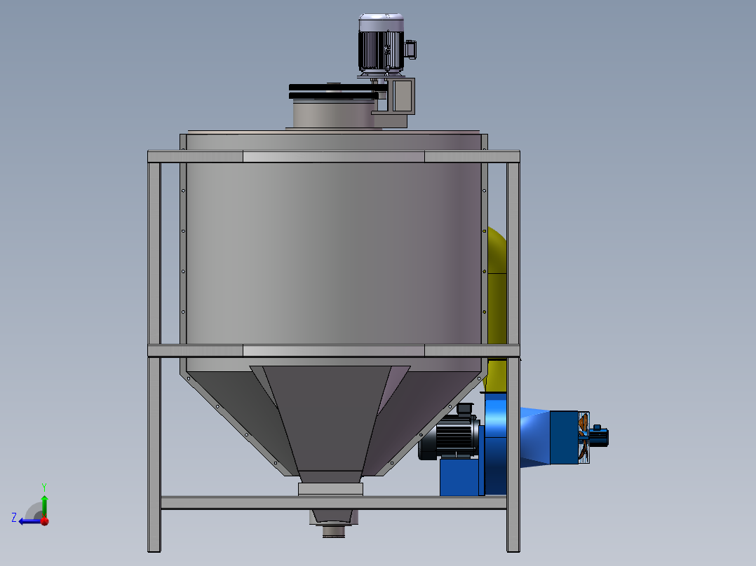 小型谷物烘干机设计(sw+cad+说明书)右视图
