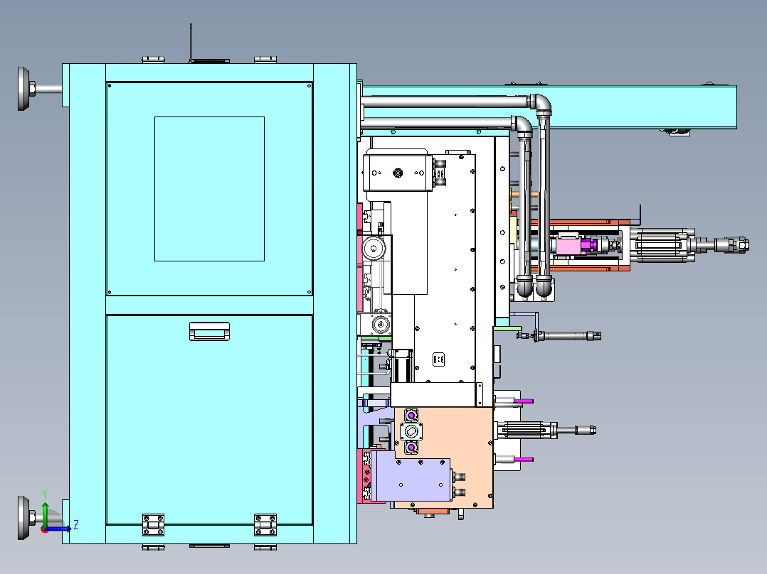 玻璃热吸成型机热弯机（含工程图sw1可编辑+bom）左视图