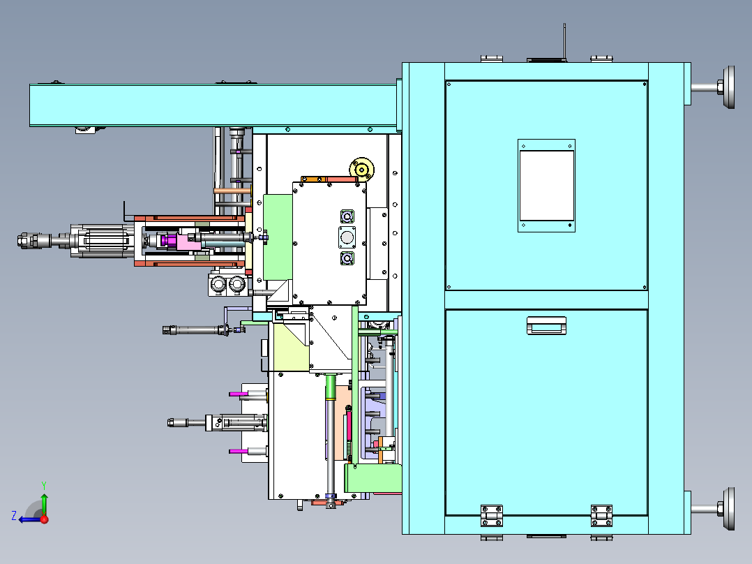 玻璃热吸成型机热弯机（含工程图sw1可编辑+bom）右视图