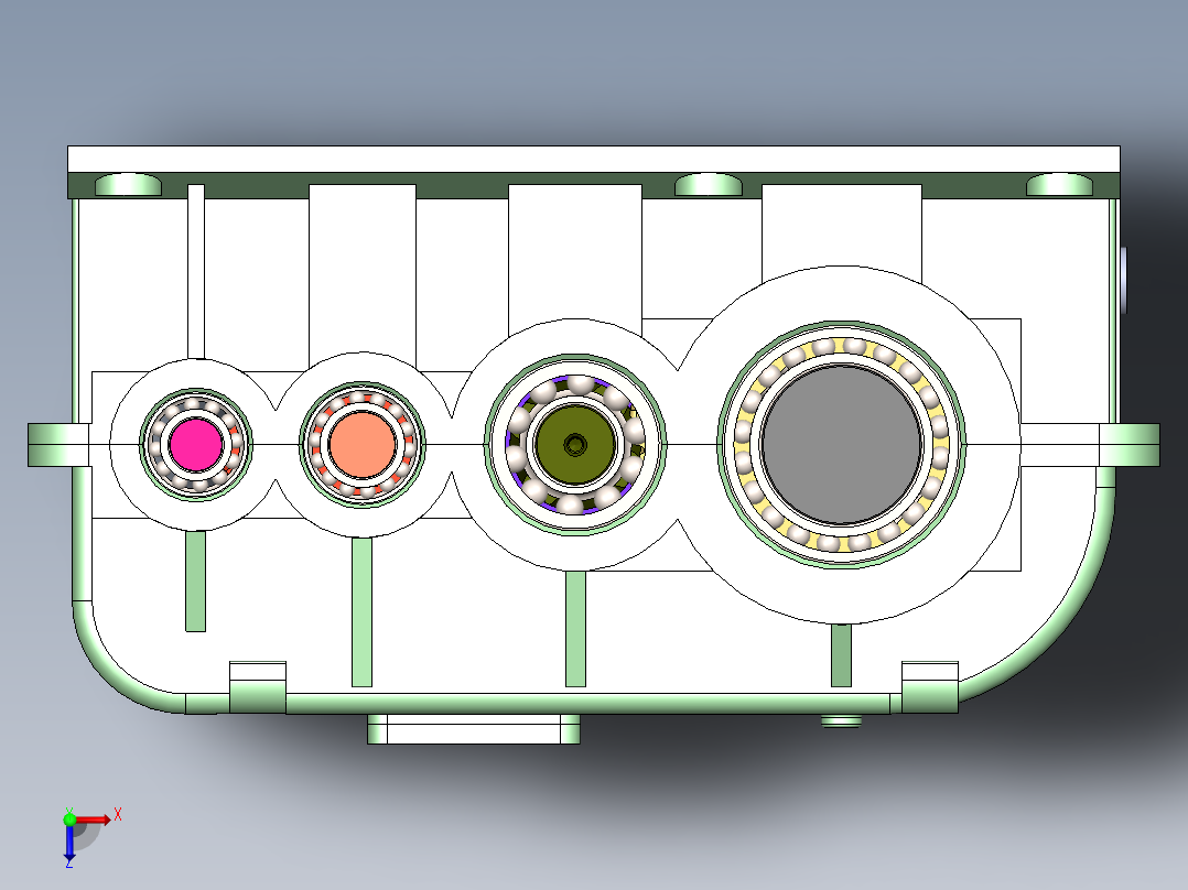 三级齿轮箱俯视图