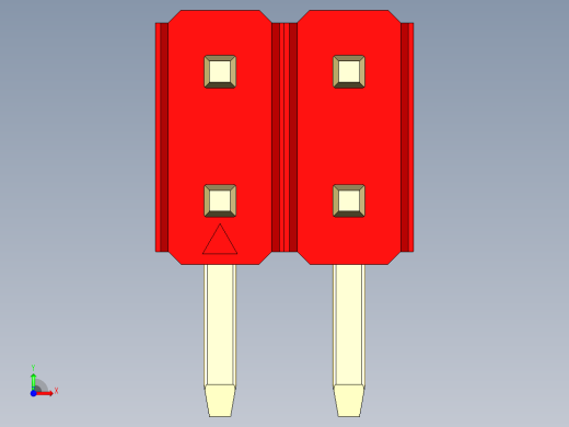 彩色公排针 100mil 2.54mm 系列-DS1022_red_2x02p_100mil_TypeD_rev1.0前视缩略图