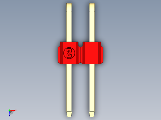 彩色公排针 100mil 2.54mm 系列-DS1022_red_2x02p_100mil_TypeD_rev1.0俯视缩略图