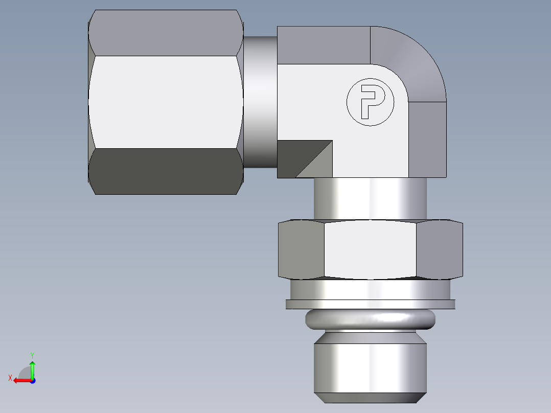 卡套式工业通用硬管接头EO_Adjustable_Locknut_elbow_WEE06ZSMORCF后视图