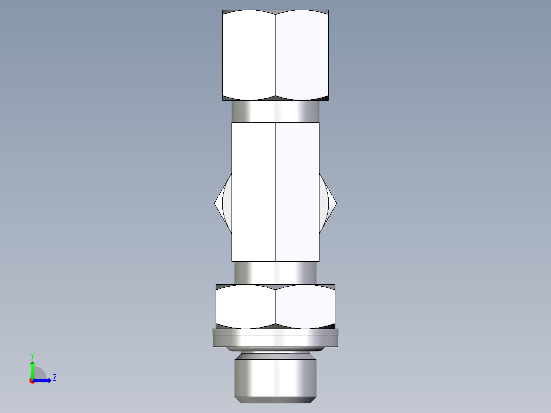 卡套式工业通用硬管接头EO_Adjustable_locknut_run_tee_LEE08ZLRCF左视图