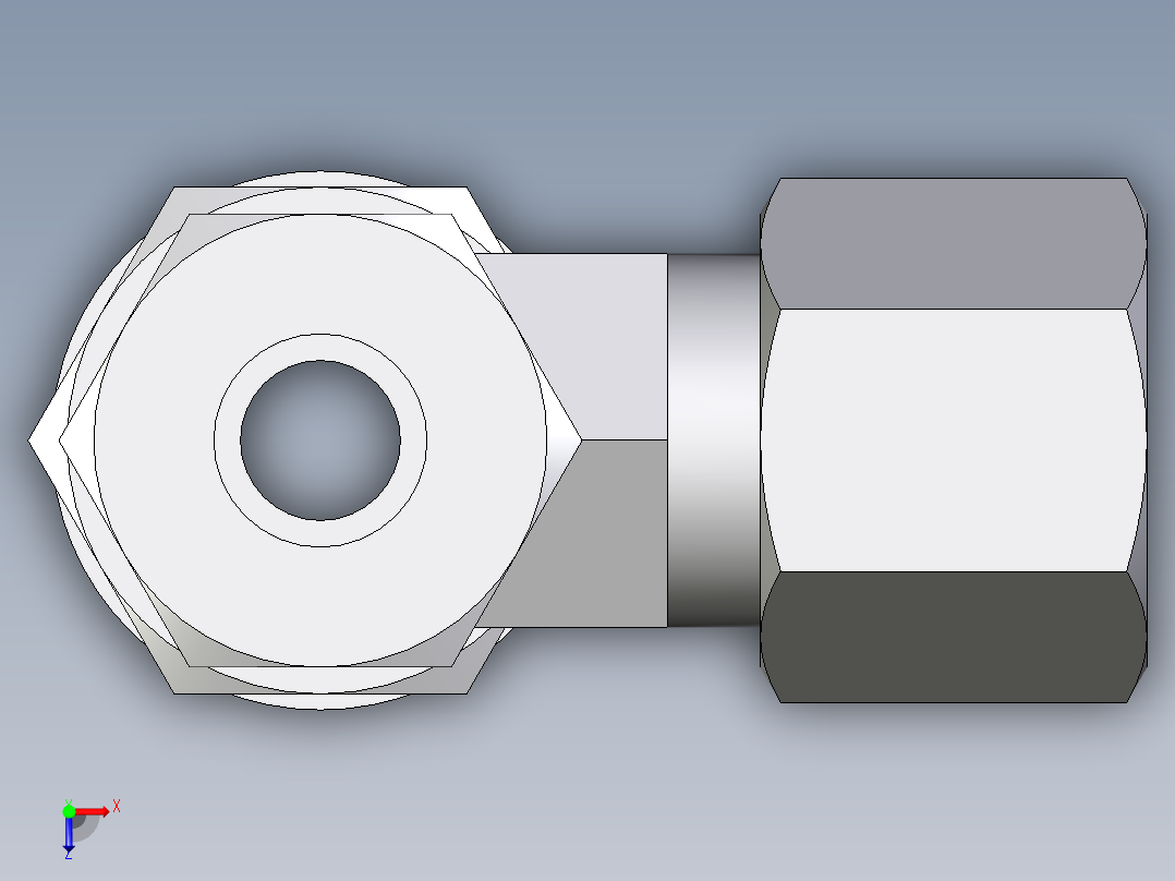 卡套式工业通用硬管接头EO_Adjustable_locknut_run_tee_LEE08ZLRCF俯视图