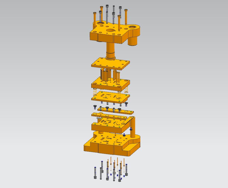 弹簧片级进模具(CAD图+UG三维+说明书)