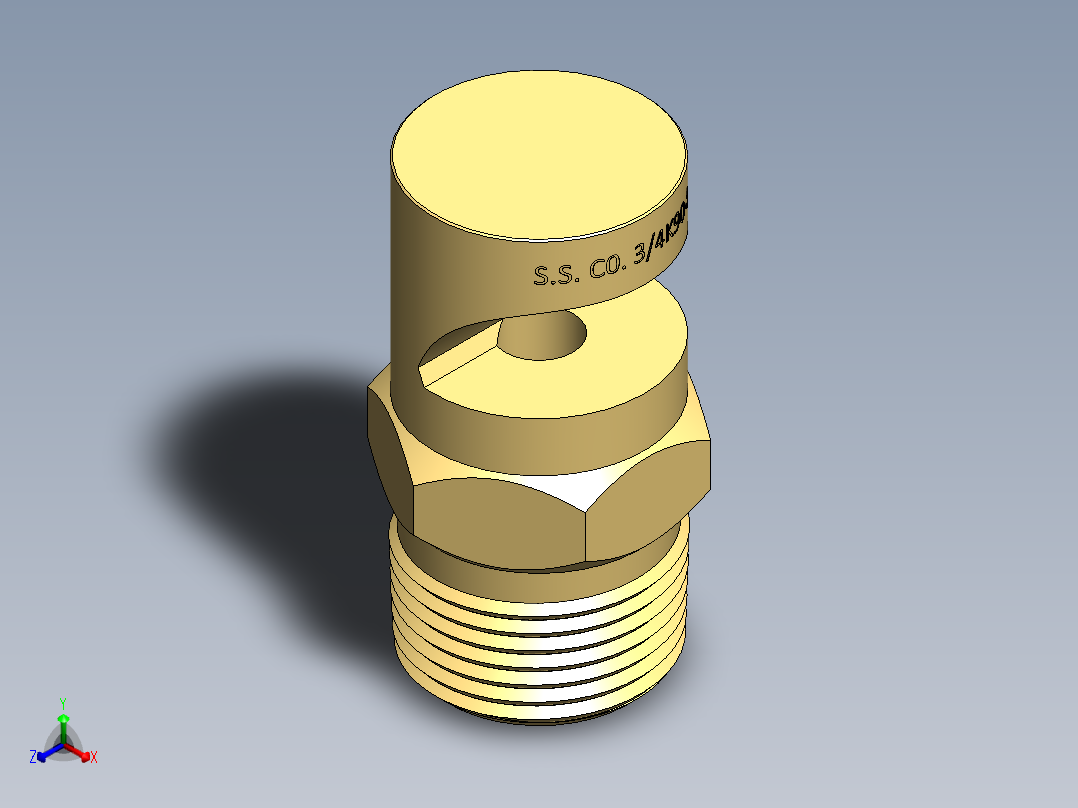 消防系统（FFS）Fuljet喷嘴-黄铜正等轴测图