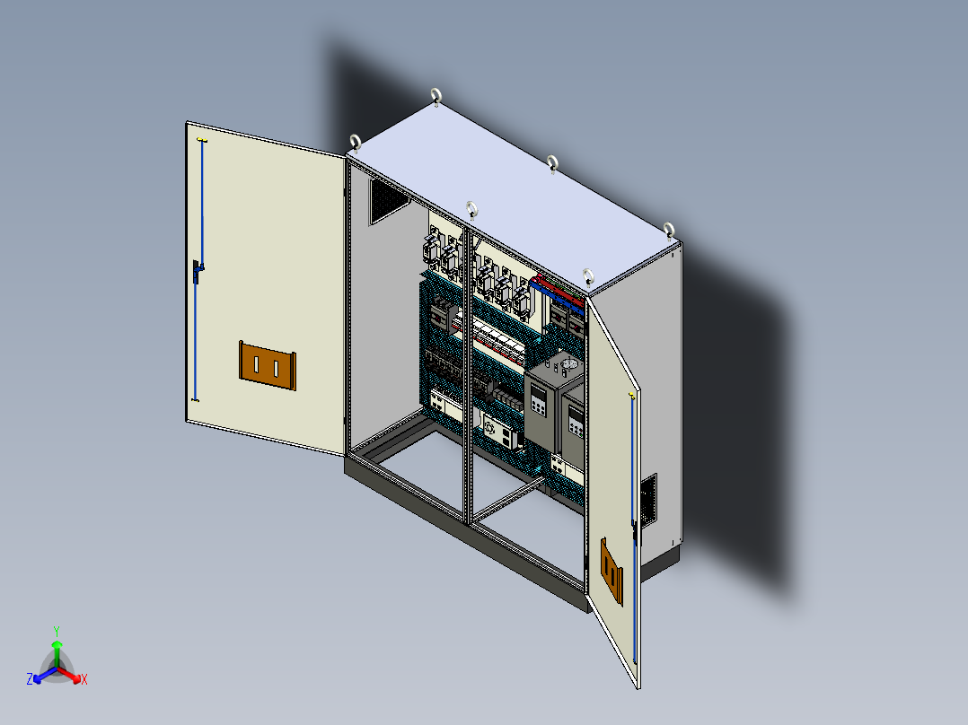 双柜组装刀开关风机+双电源CDQ1S软启动plc控制柜