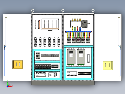双柜组装刀开关风机+双电源CDQ1S软启动plc控制柜前视缩略图