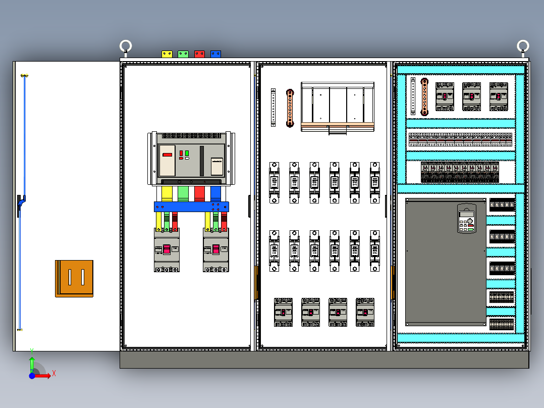 三柜组装万能断路器刀开关变频器控制柜 55312前视图