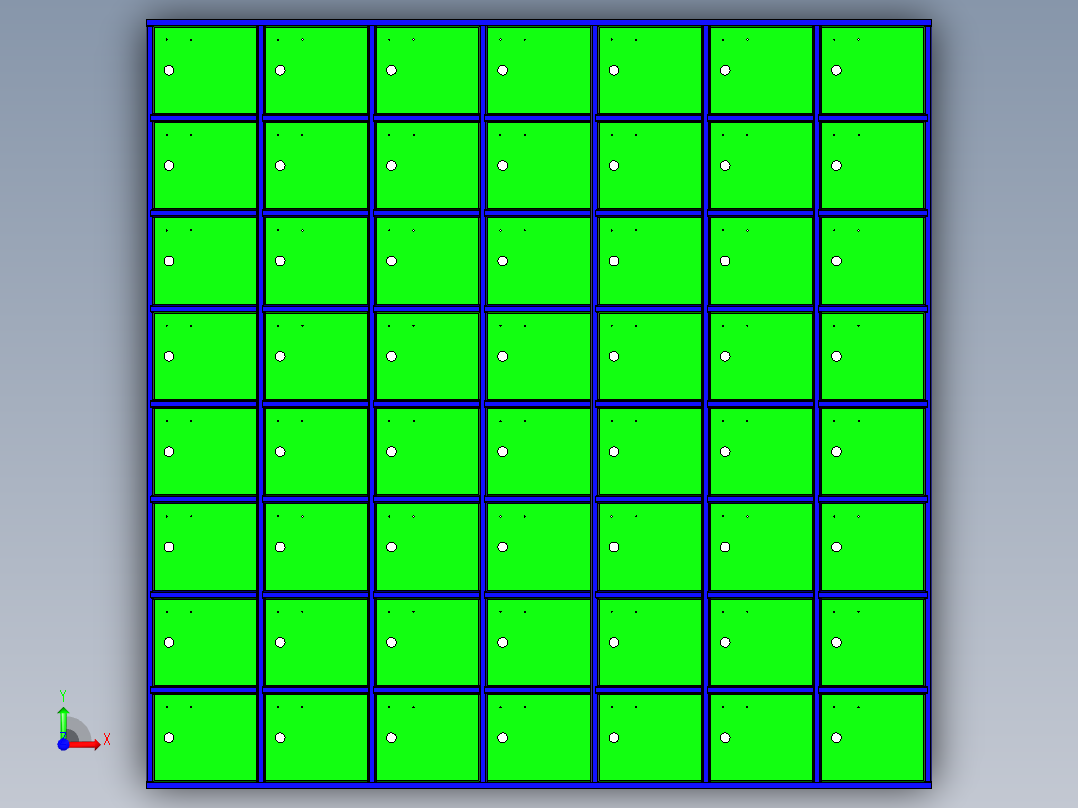 B2004413-带56个门的薄钢板柜前视图