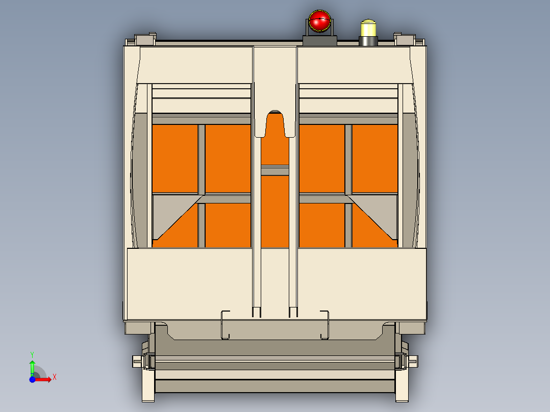16方垃圾车厢16cbm-garbage-compactor-1831-模型格式为 igs前视图