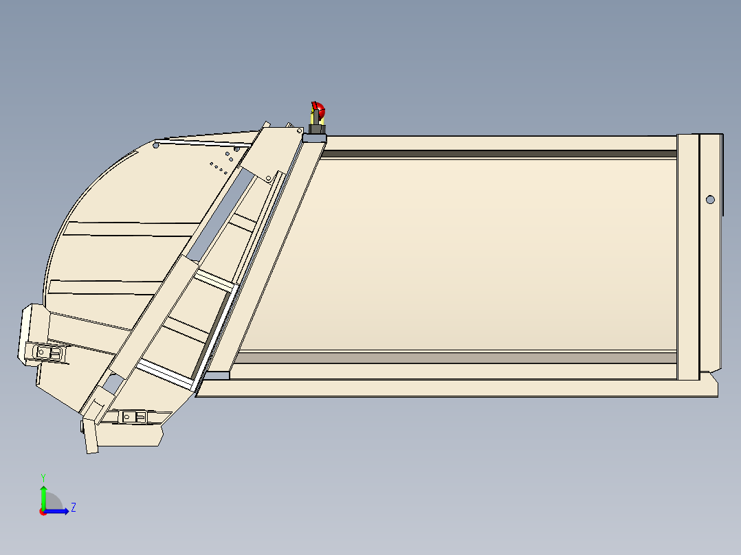 16方垃圾车厢16cbm-garbage-compactor-1831-模型格式为 igs左视图