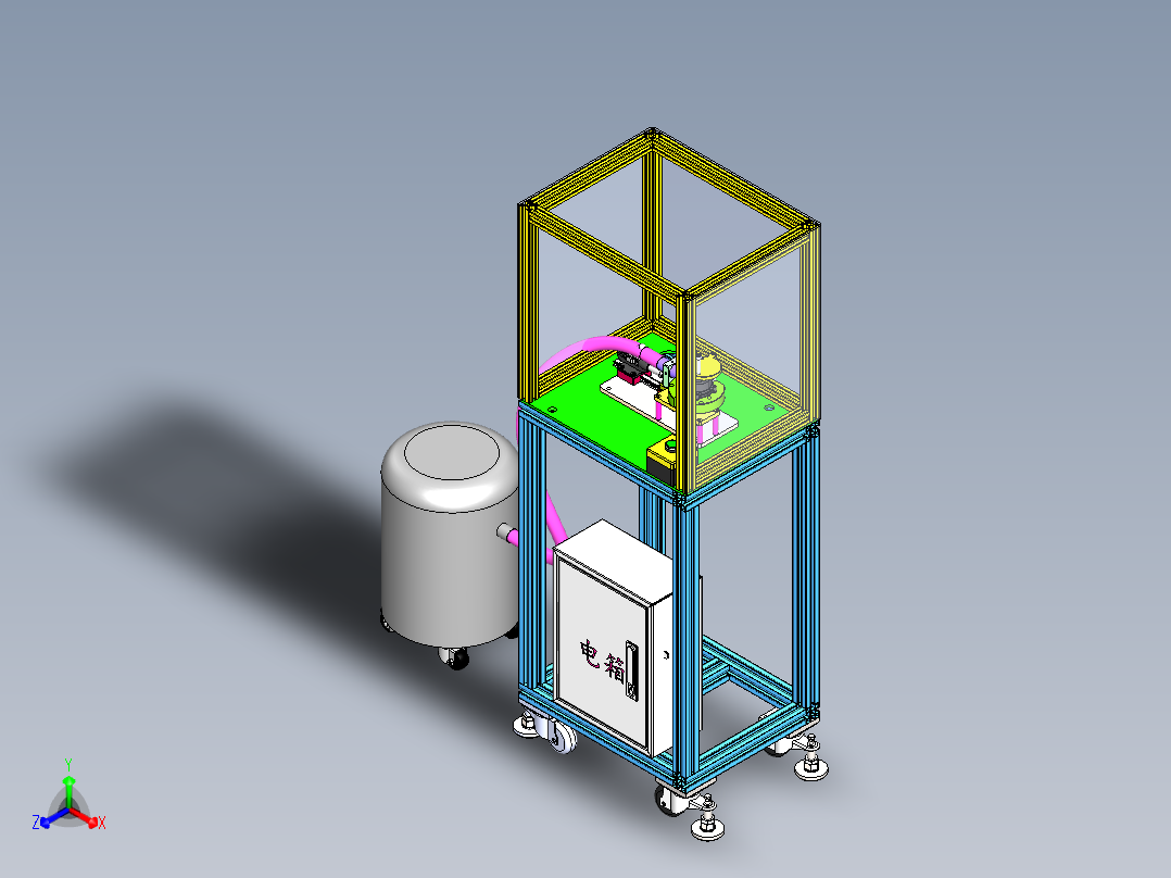 水泵测试吹干抽湿设备正等轴测图