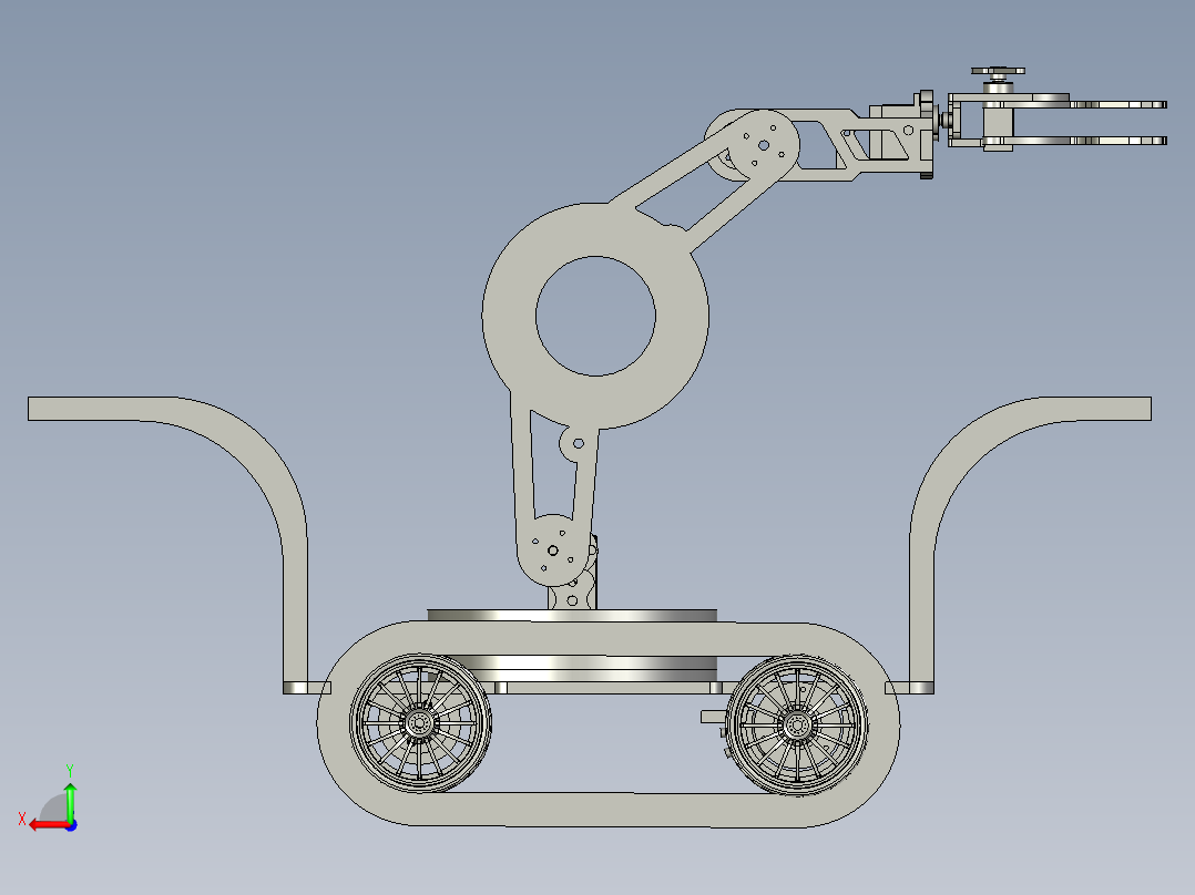 铝合金遥控电动机械臂机械爪夹子车后视图