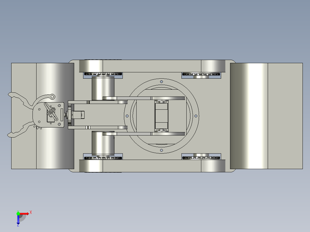 铝合金遥控电动机械臂机械爪夹子车俯视图