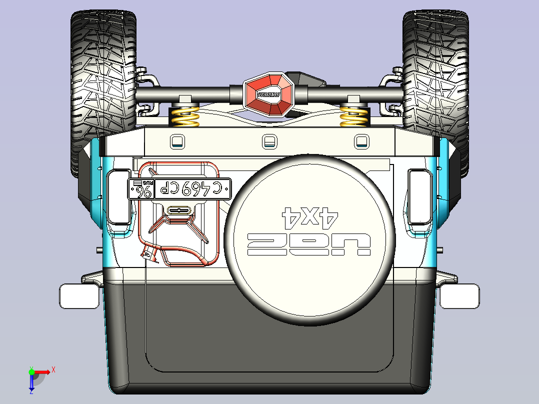 一款军用吉普车3D数模俯视图