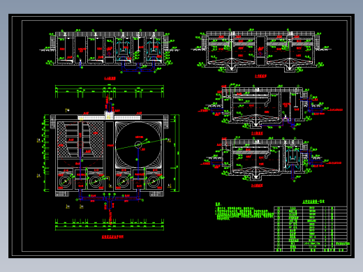 V型滤池、高密度沉淀池、V型滤池工艺施工设计CAD图纸