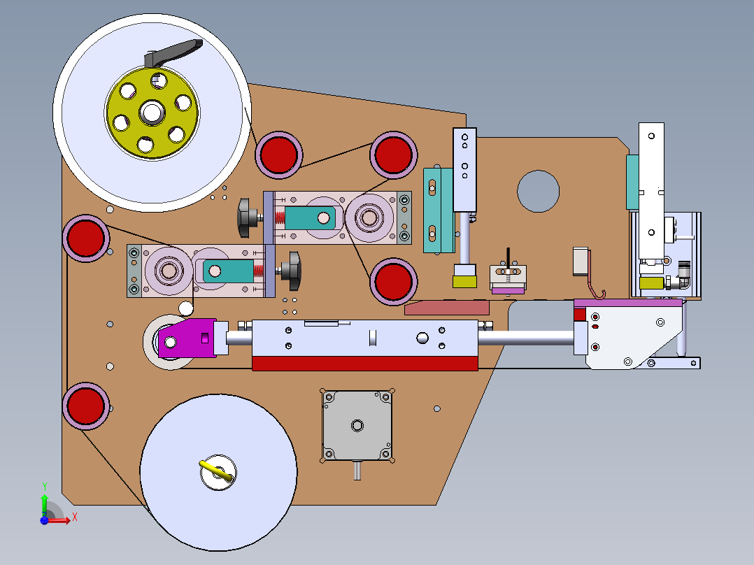 定模剥离模组全自动贴标机3D模型前视图