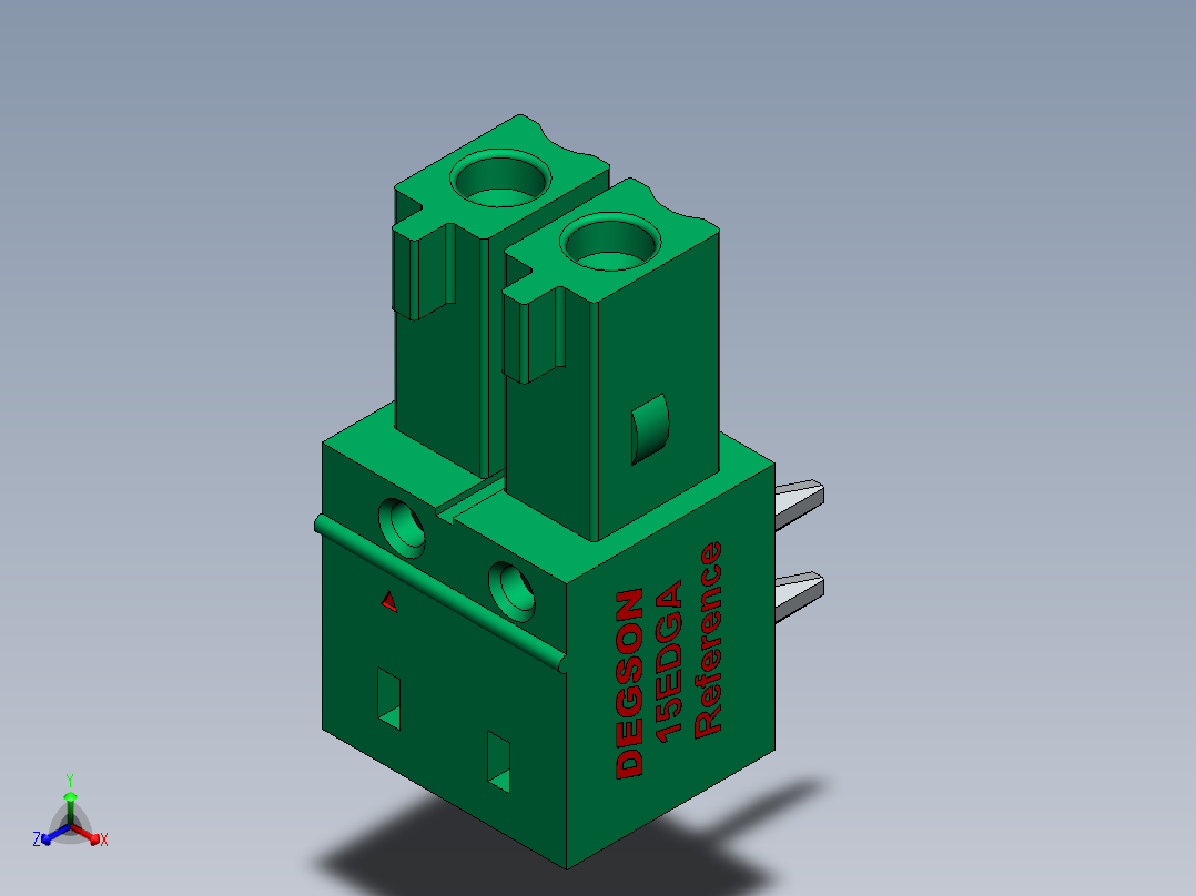 DEGSON 15EDG 系列 3.5mm 插拔式接线端子 FullPack-15EDGA-3.5-xxP-14-00AH正等轴测图