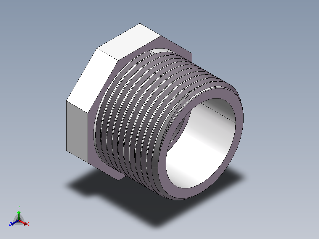 转接头-内外丝异径 DN20-DN10正等轴测图