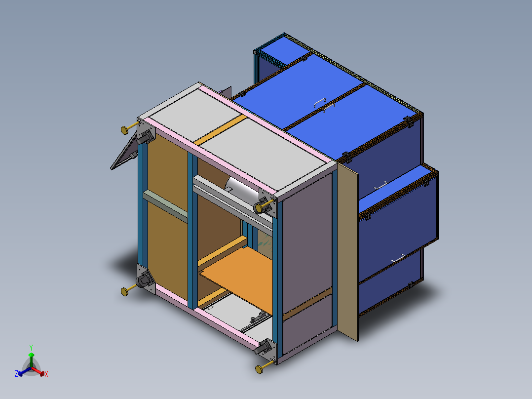 电池贴侧胶机3D图纸 非标自动化设备3D图纸3D模型正等轴测图
