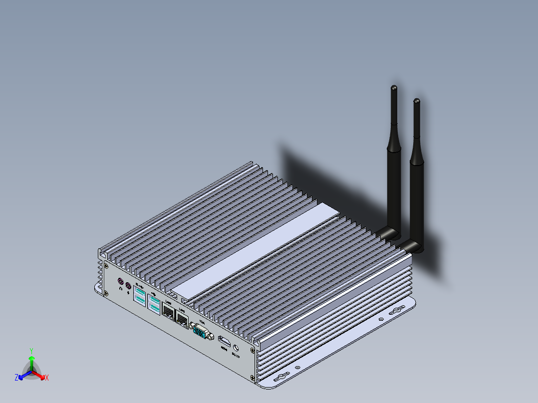 无风扇工控机三维模型正等轴测图
