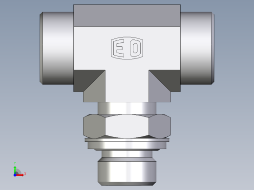 卡套式工业通用硬管接头EO_Adjustable_locknut_branch_tee_TEE18LROMDCF前视缩略图