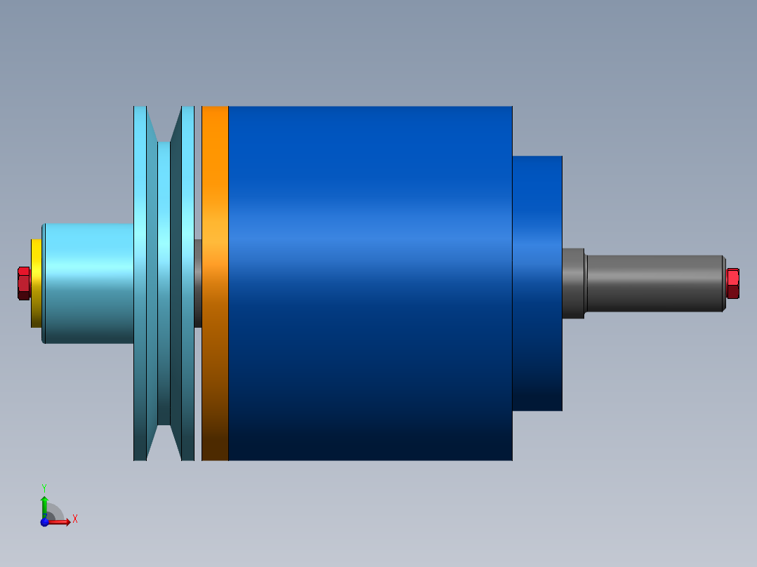 A0003029-Rulman 滚柱支撑皮带轮驱动系统组装前视图