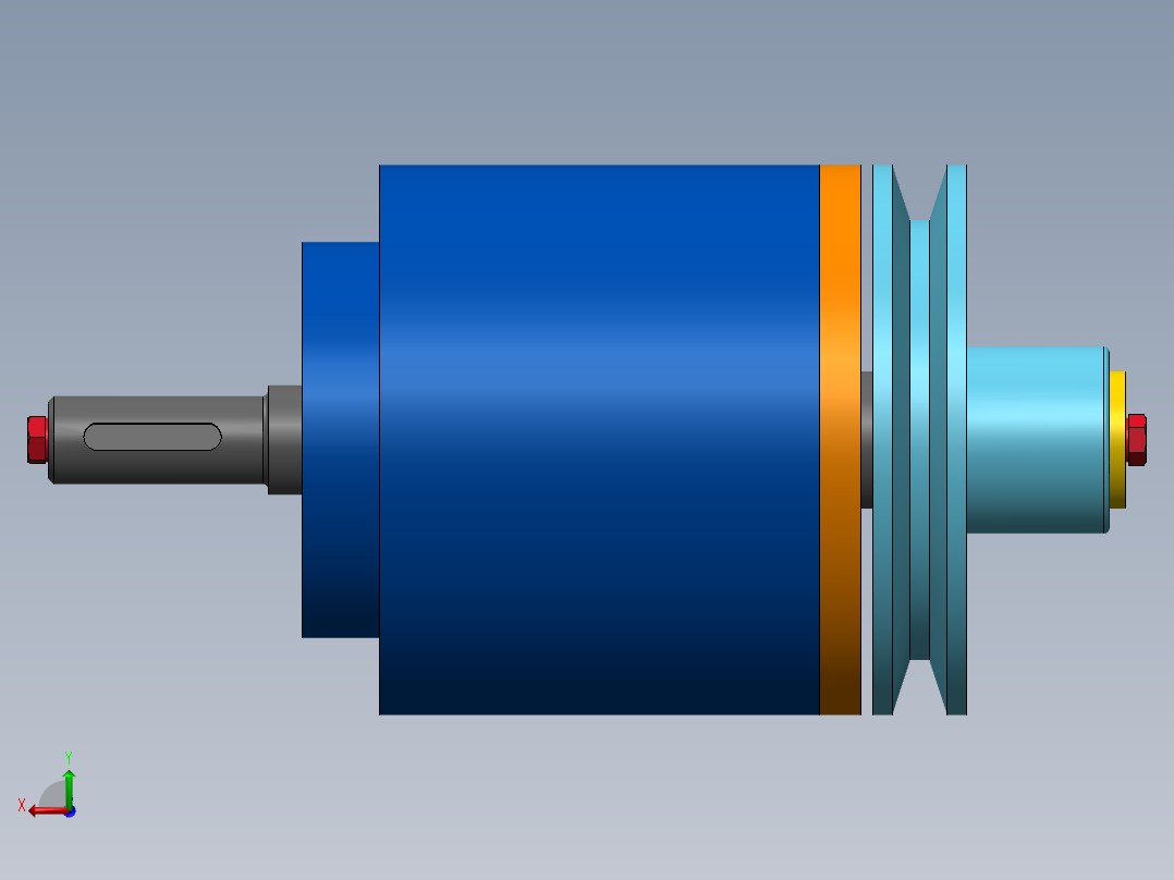 A0003029-Rulman 滚柱支撑皮带轮驱动系统组装后视图