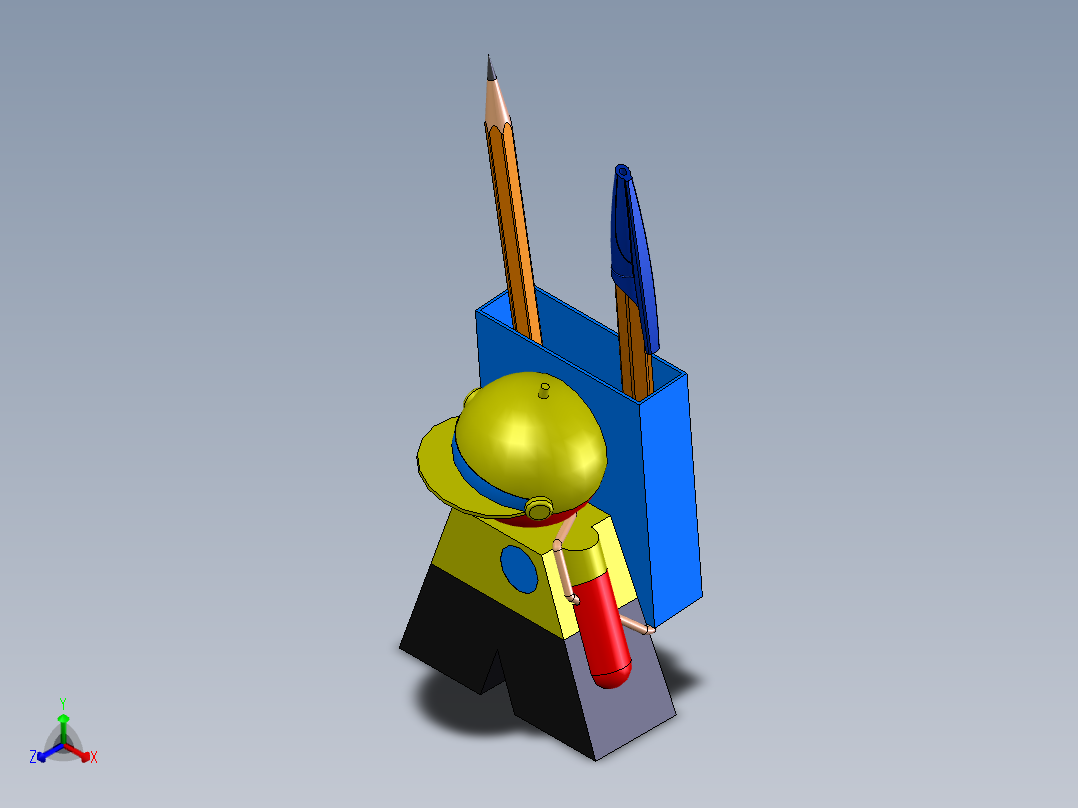 卡通设计笔杆正等轴测图