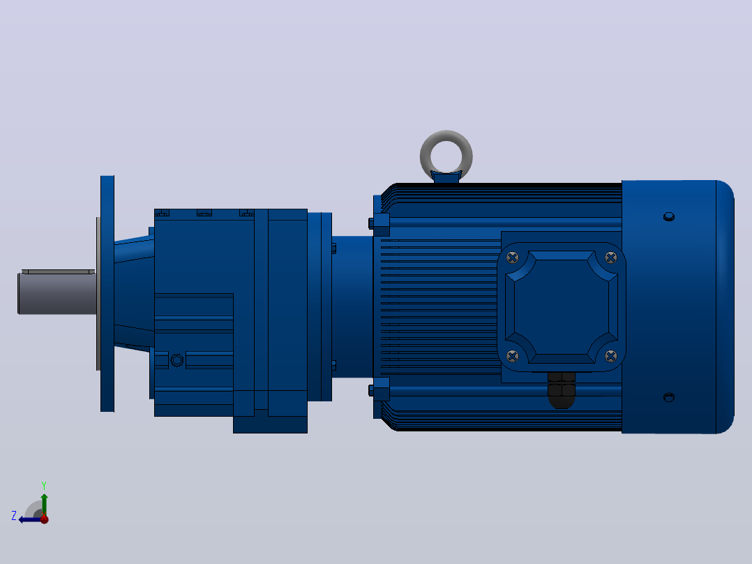 RF57法兰轴伸式安装斜齿轮减速机RF57-Y3-4P-100-M1-0°-Φ200右视图