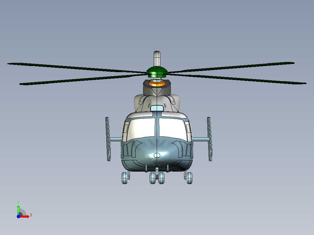 直9直升飞机CATIA V5 r21模型前视图