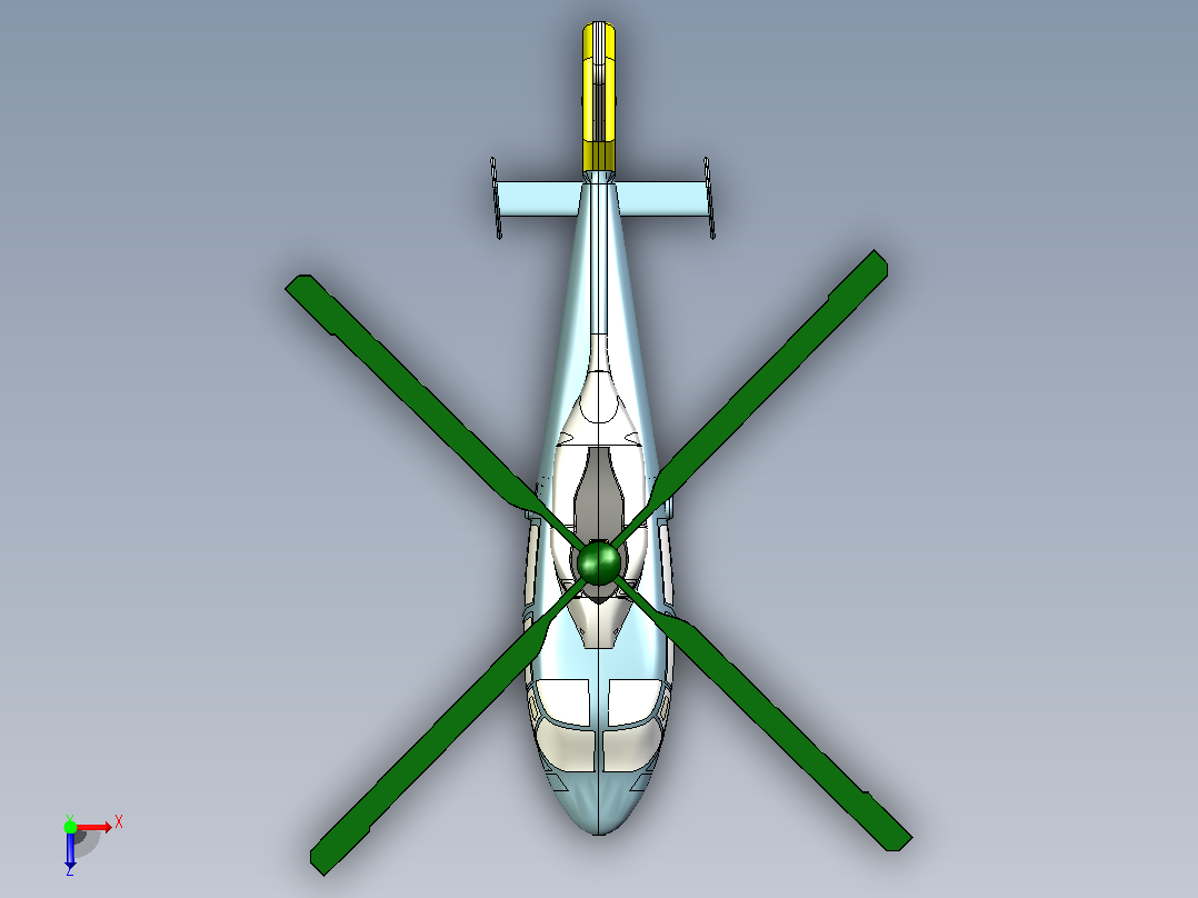 直9直升飞机CATIA V5 r21模型俯视图