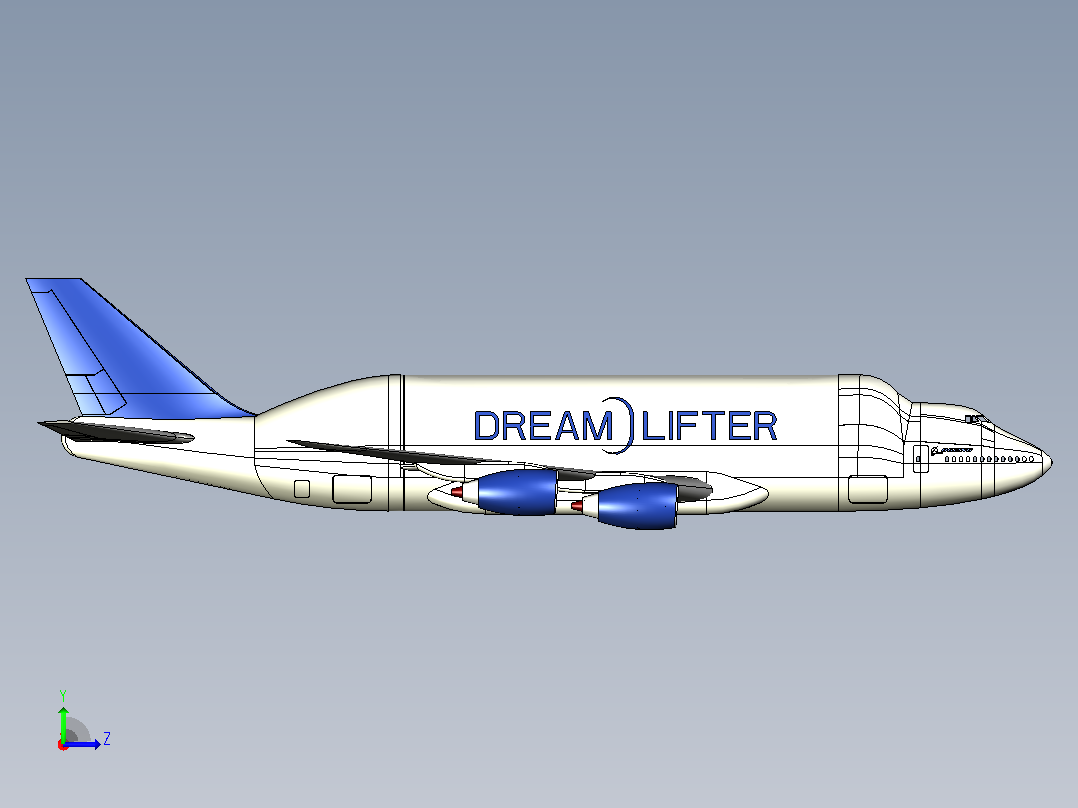 波音 747 400 LCF 梦想升降机飞机左视图