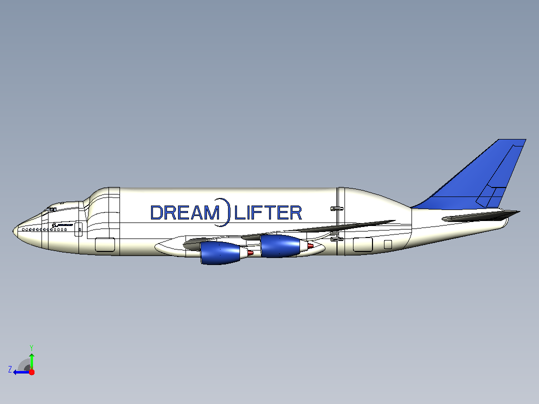 波音 747 400 LCF 梦想升降机飞机俯视图