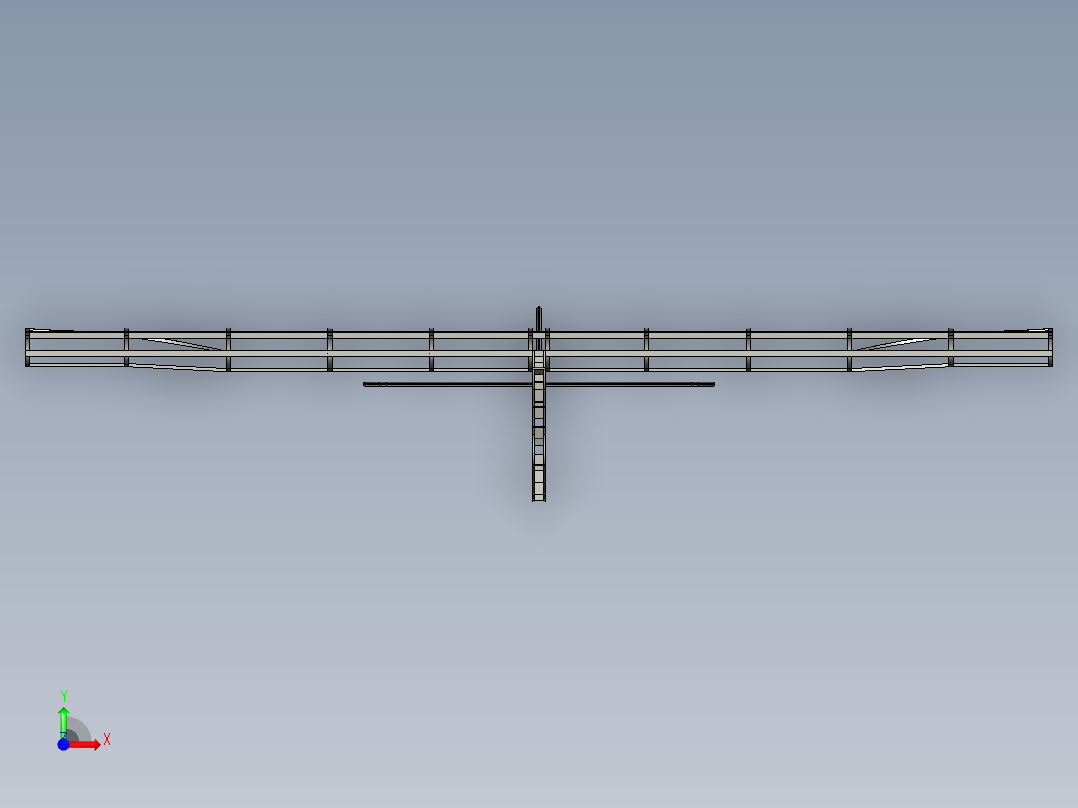 Glider Model简易滑翔机结构3D图纸 STP格式前视图