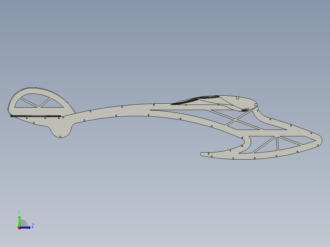 Glider Model简易滑翔机结构3D图纸 STP格式左视图