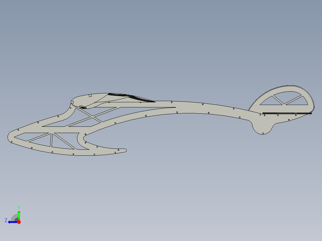 Glider Model简易滑翔机结构3D图纸 STP格式右视图