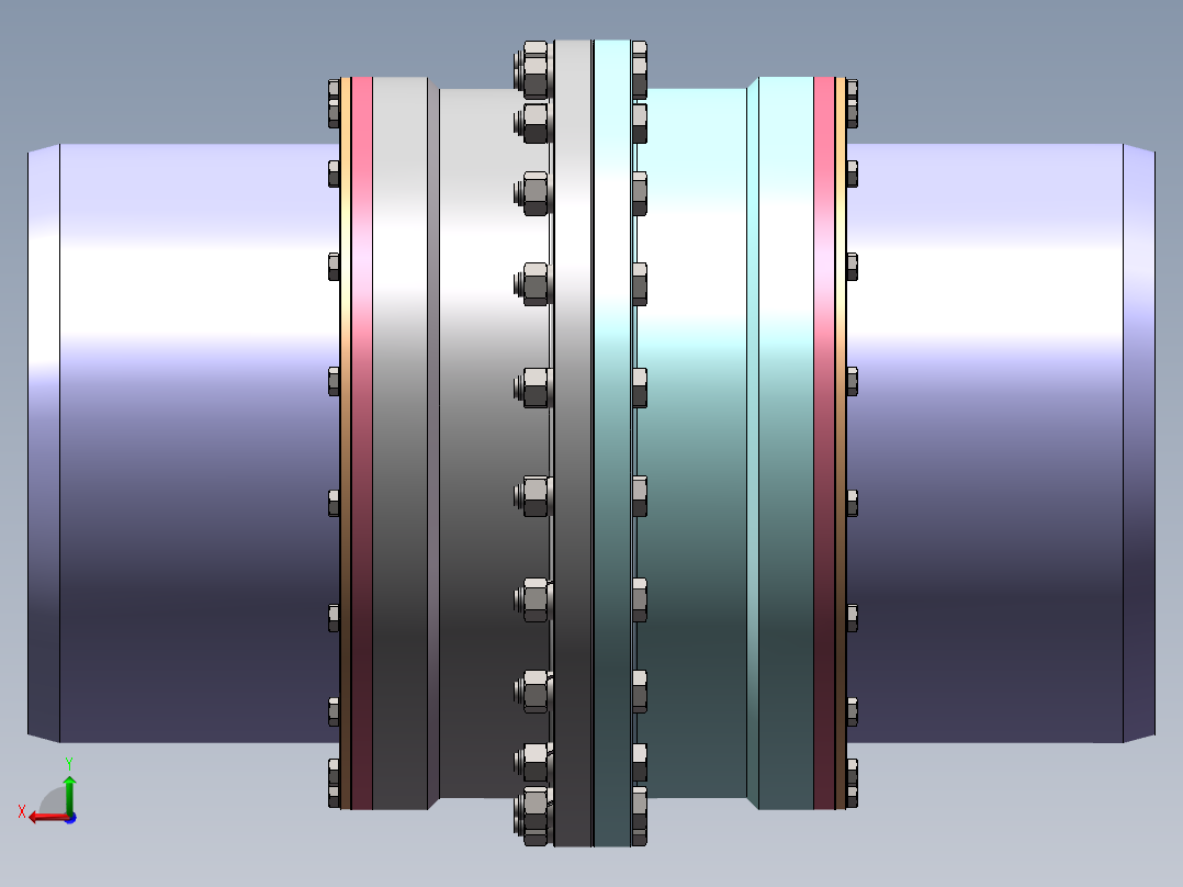 国标GIICL、GIICLZ、WGT鼓形齿式联轴器 3D图纸 机械设备3D模型后视图