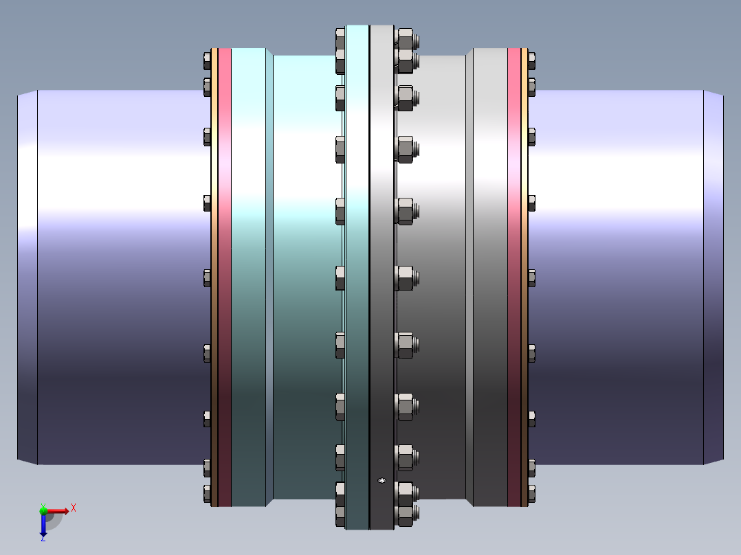 国标GIICL、GIICLZ、WGT鼓形齿式联轴器 3D图纸 机械设备3D模型俯视图