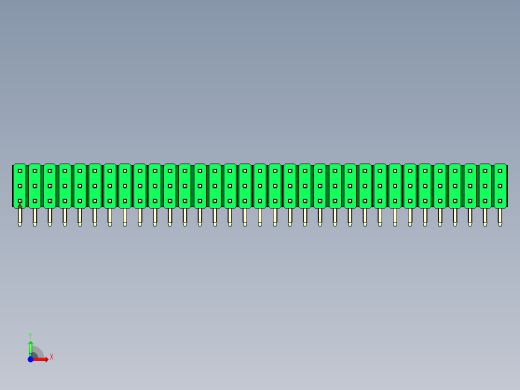 彩色公排针 100mil 2.54mm 系列-DS1022_green_3x33p_100mil_TypeD_rev1.0前视缩略图
