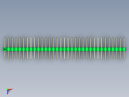 彩色公排针 100mil 2.54mm 系列-DS1022_green_3x33p_100mil_TypeD_rev1.0俯视缩略图