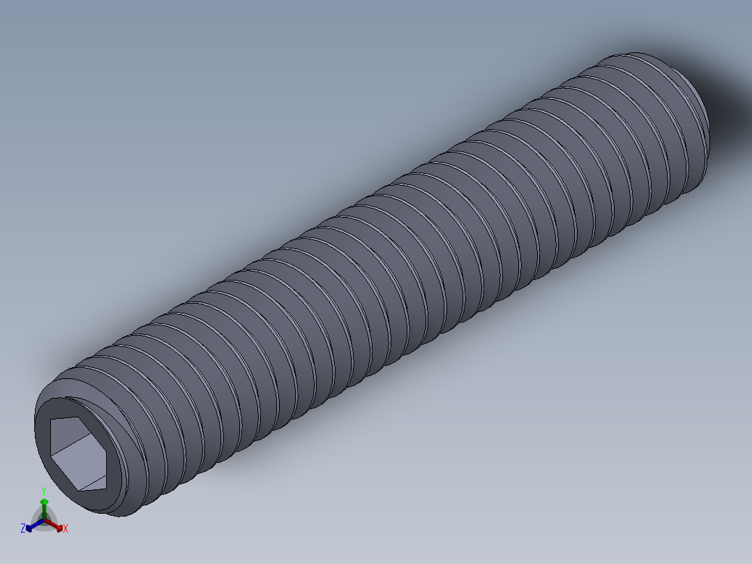 UNC 平头紧定螺钉-UNC SET SCREW 0.375 x2.000.SLDPRT正等轴测图