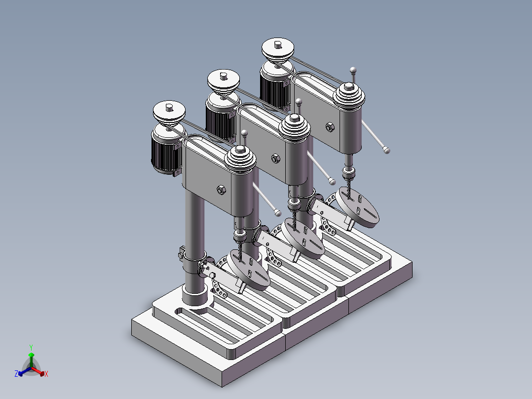 可调钻床5轴正等轴测图