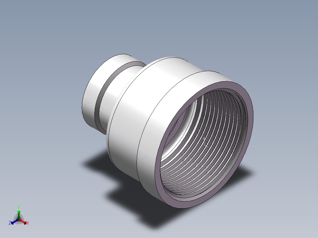 管箍-异径有边 DN40-DN20正等轴测图