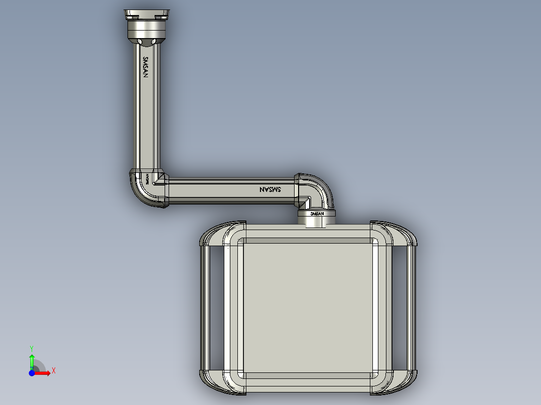 向上旋转底座+转角+90度箱体连接器+控制箱前视图
