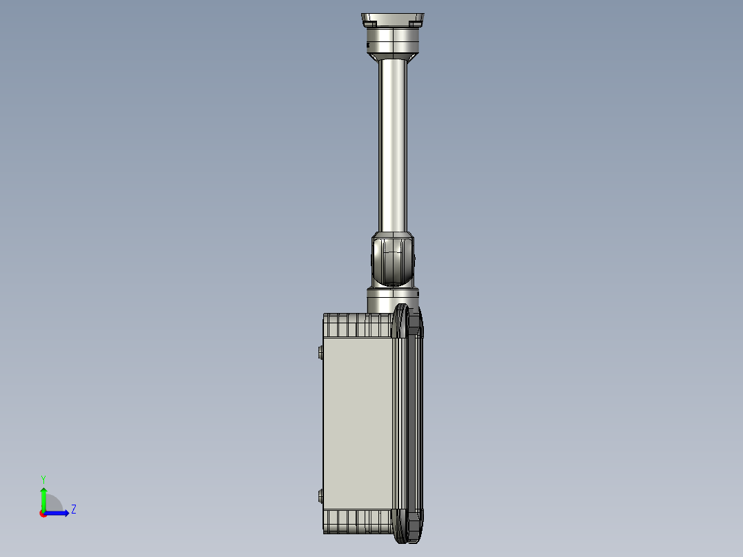 向上旋转底座+转角+90度箱体连接器+控制箱左视图