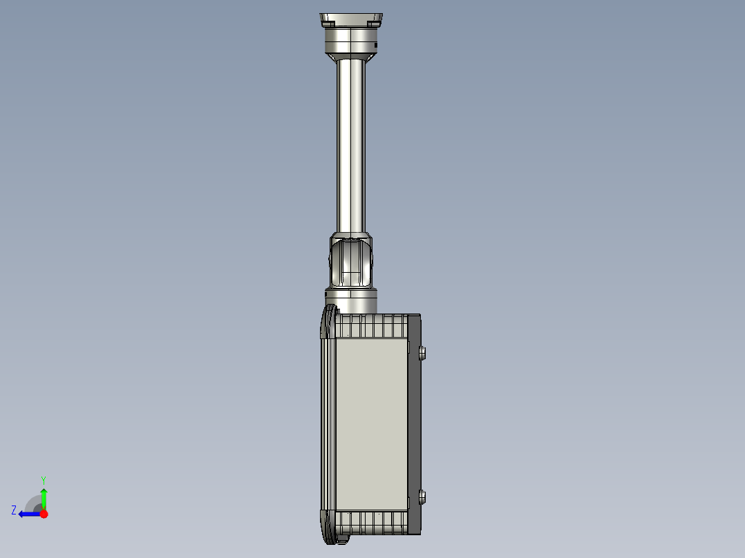 向上旋转底座+转角+90度箱体连接器+控制箱右视图